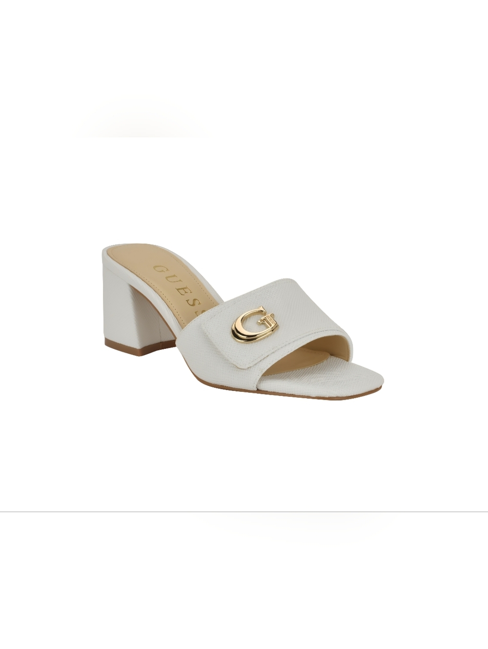 Guess Women's Gallai Block Heel Slip- on Sandals - White Saffiano, 7M
